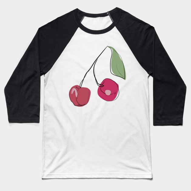 drawing ripe cherry Baseball T-Shirt by Veronika-Sh